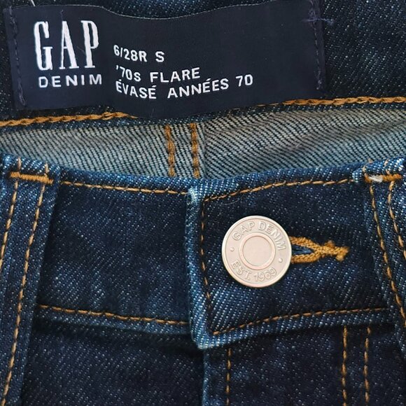 GAP Jeans 70s Flare Women's Size 6/28R S GAP Denim Dark Wash - Picture 3 of 6